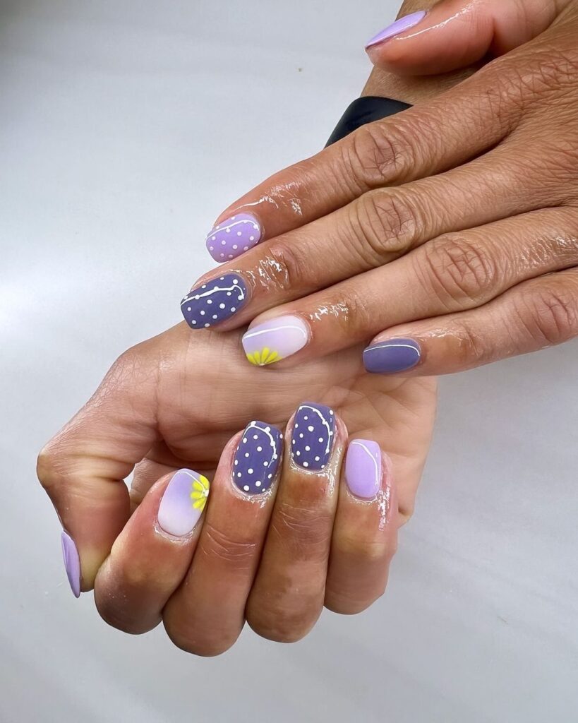 Polka Purple White Dots