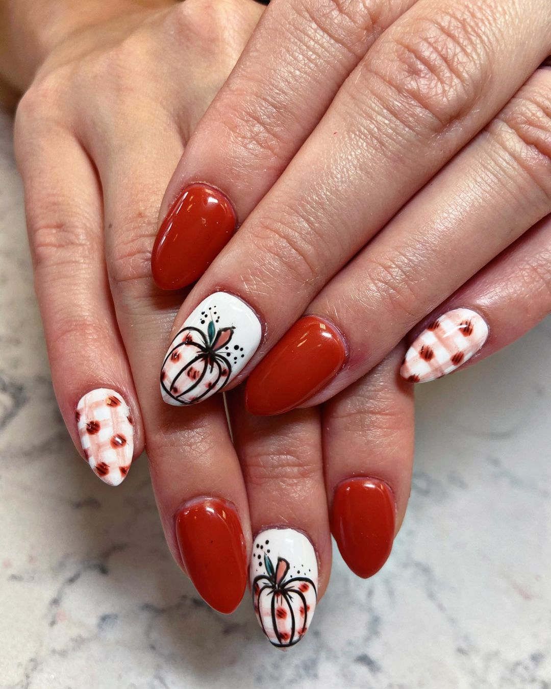 pumpkin fall acrylic nails