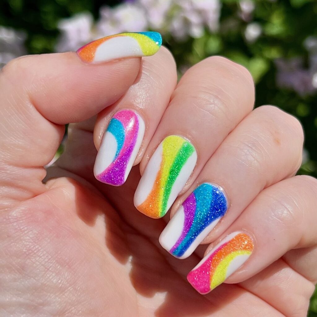 Uñas brillantes Rainbow Candy