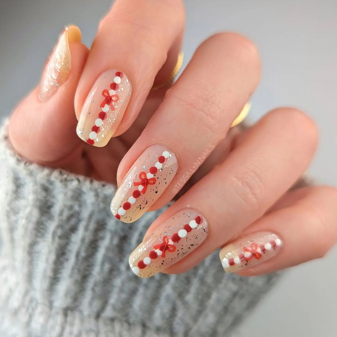 dotticure de noël rouge et blanc