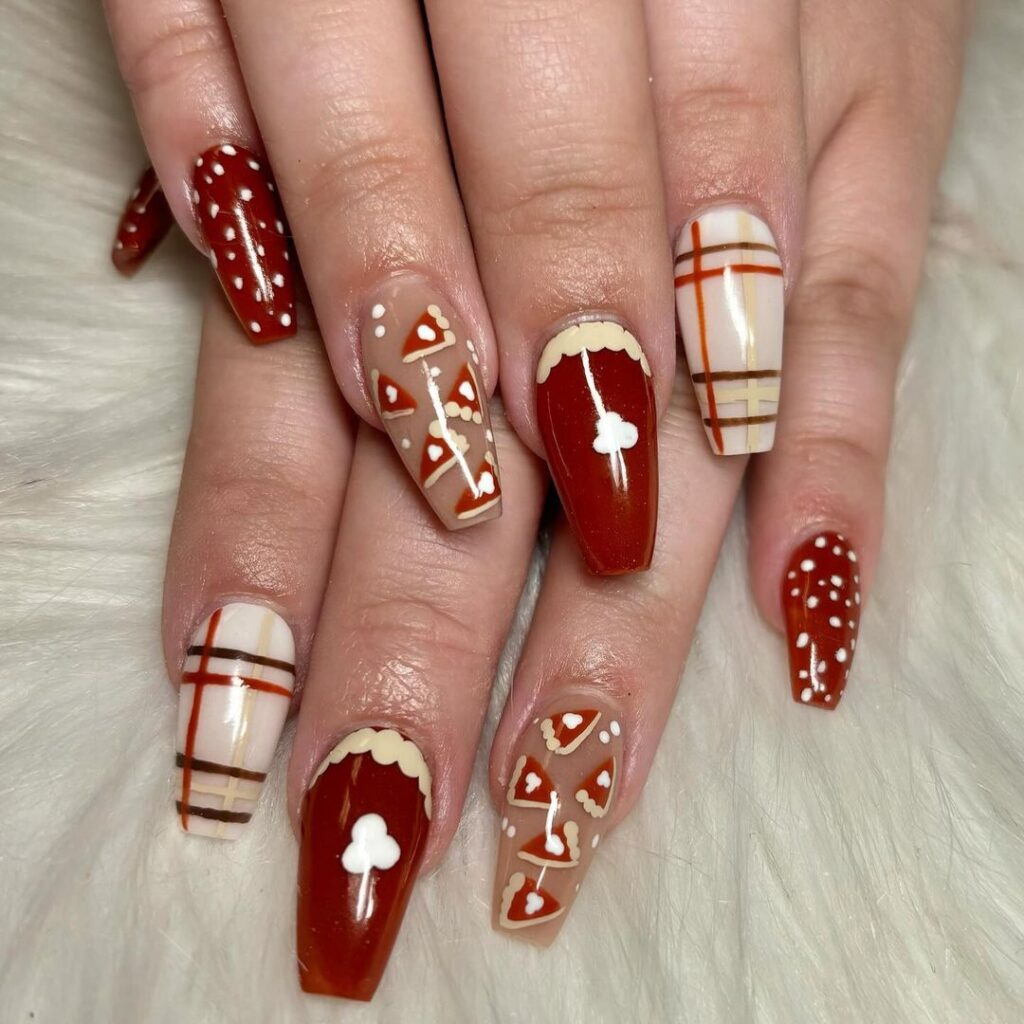 Red Pie and Plain Nails Idea