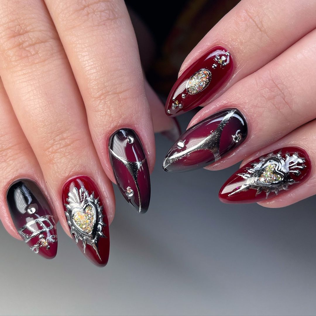 sacred heart fall aura nails