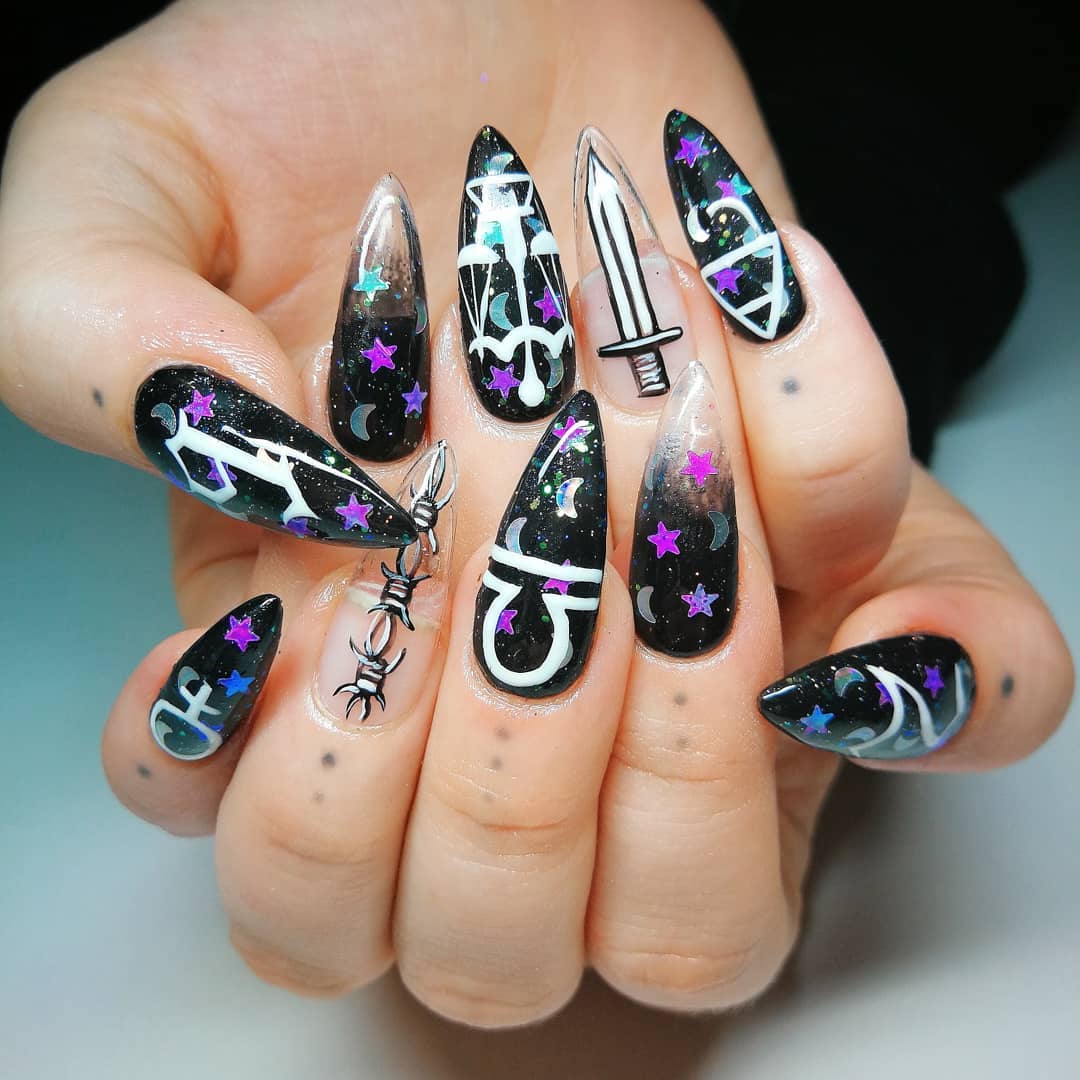 shimmering sassy libra nails