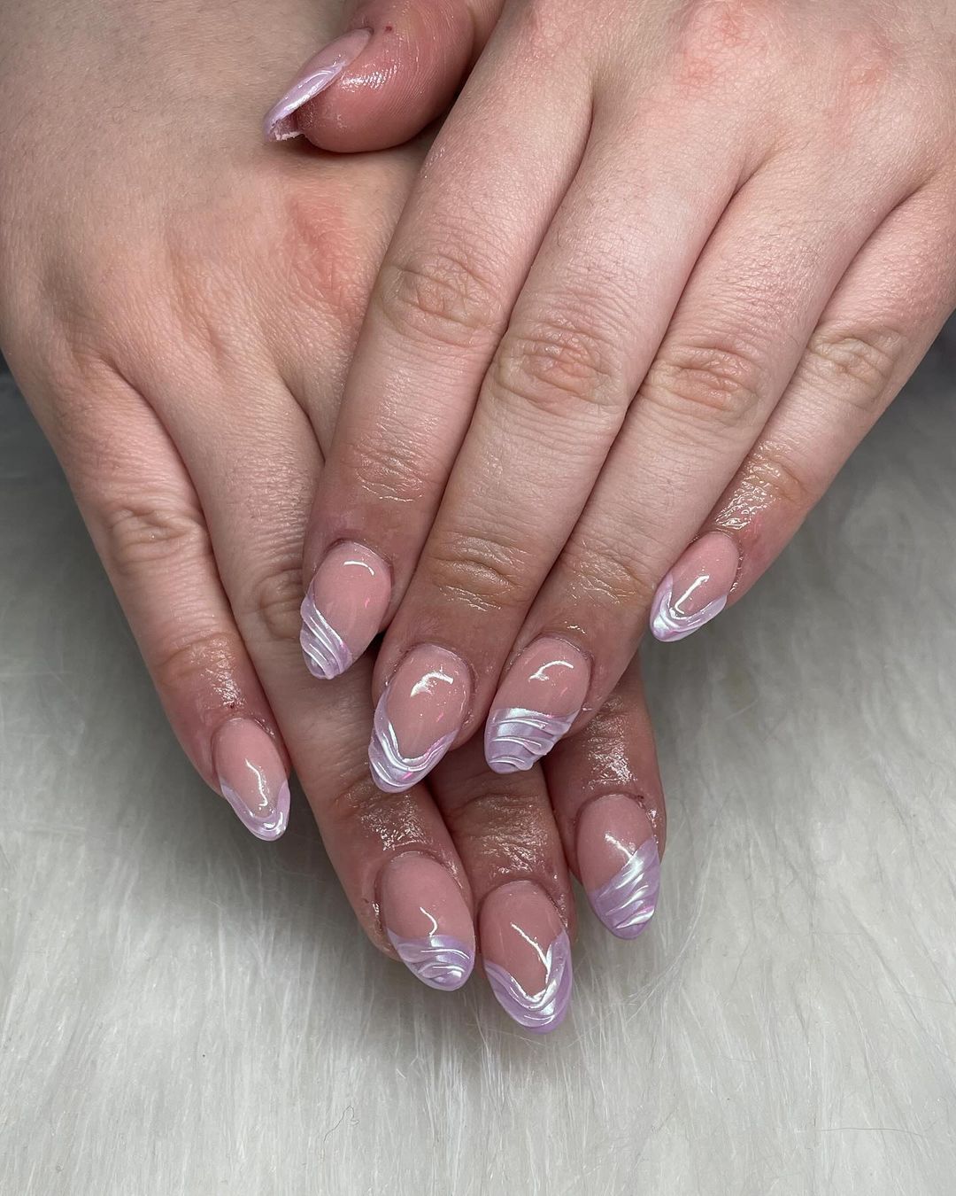 sirène ongles chromés mauves