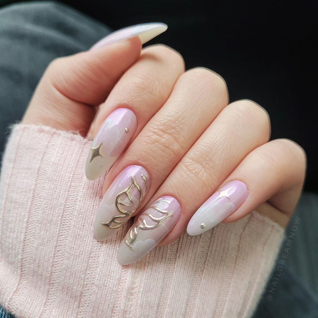 soft butterfly mystical nails