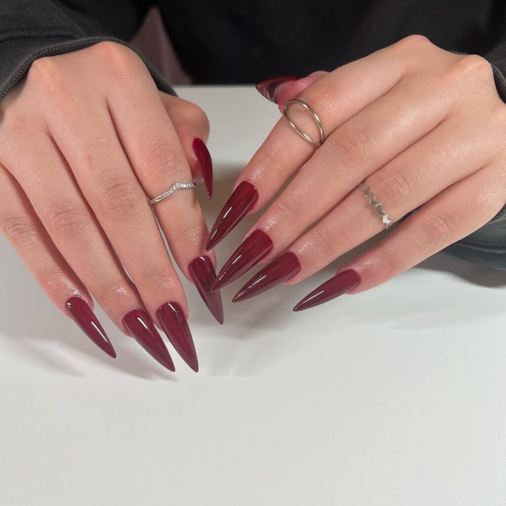 Stiletto Cherry Mocha Nails