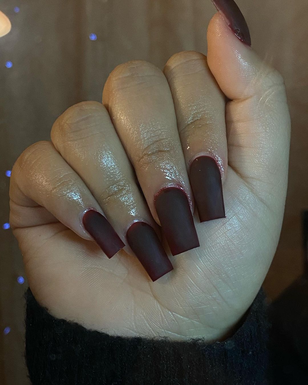 straight to the point matte burgundy nails