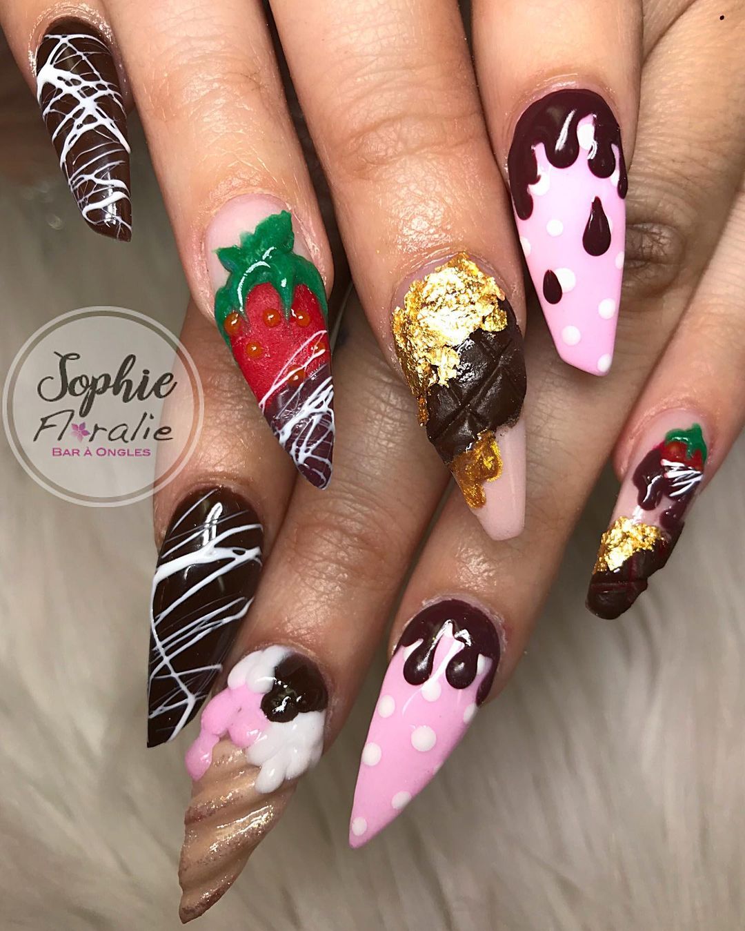 strawberry dipped in chocolate nails