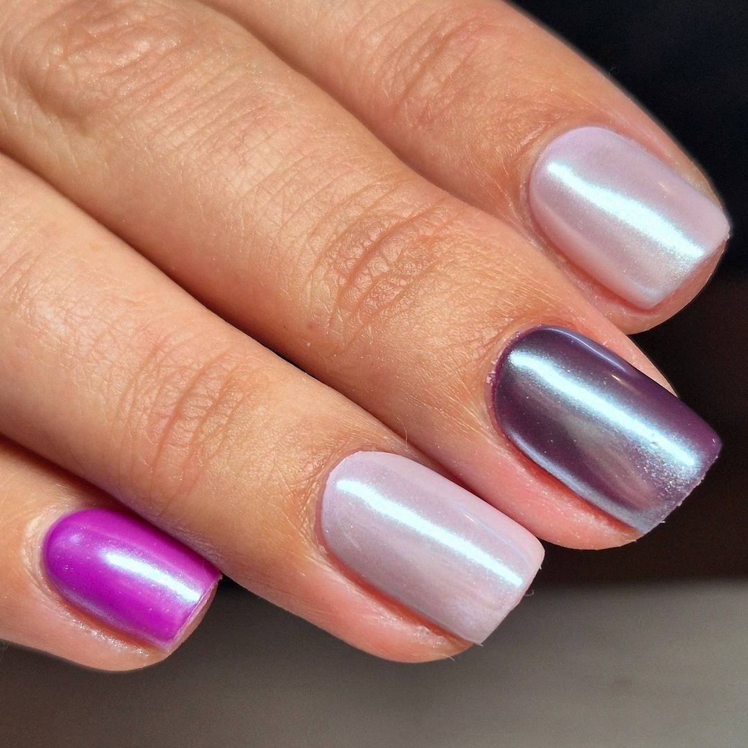 sugar rush purple chrome nails