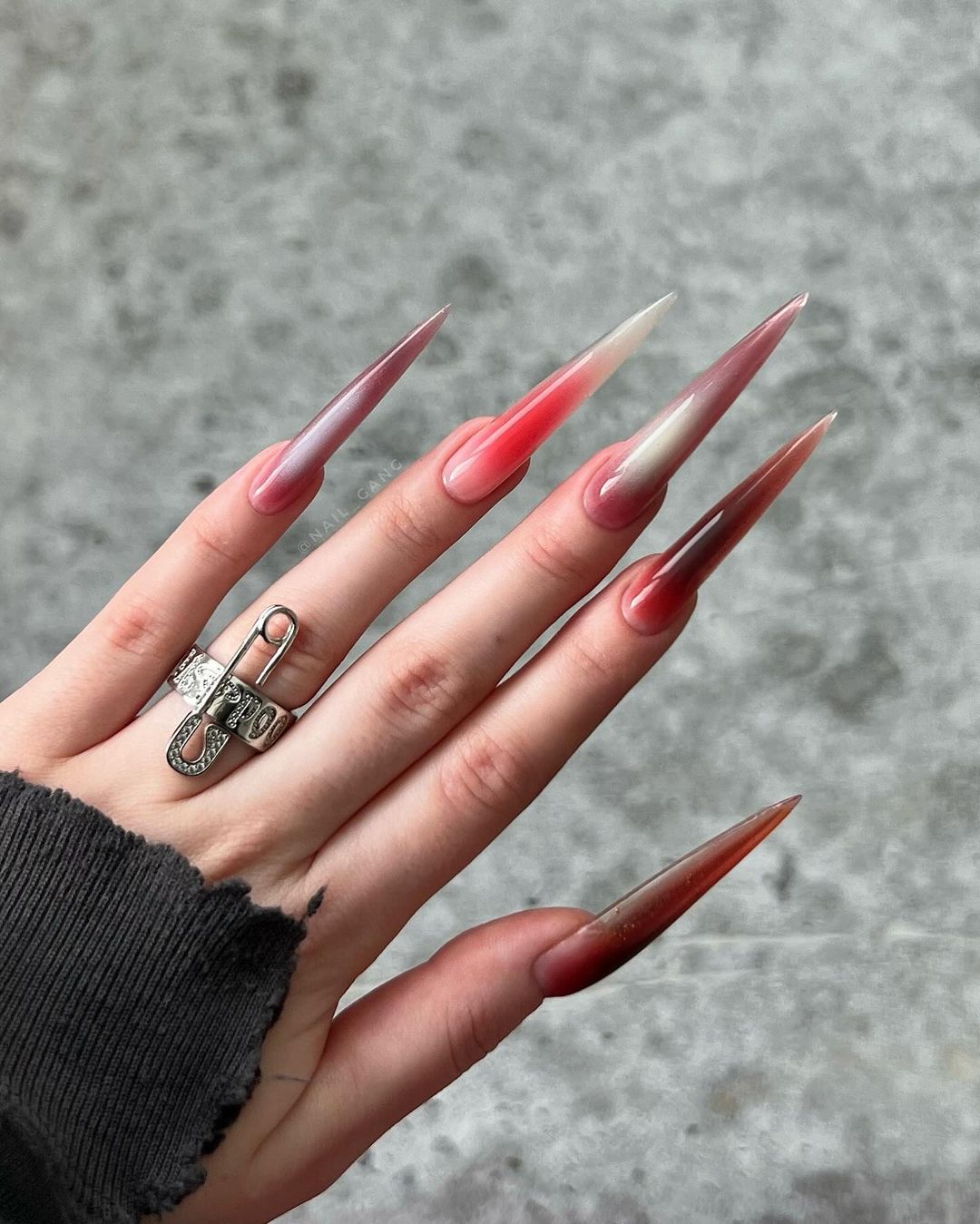 super long fall aura nails