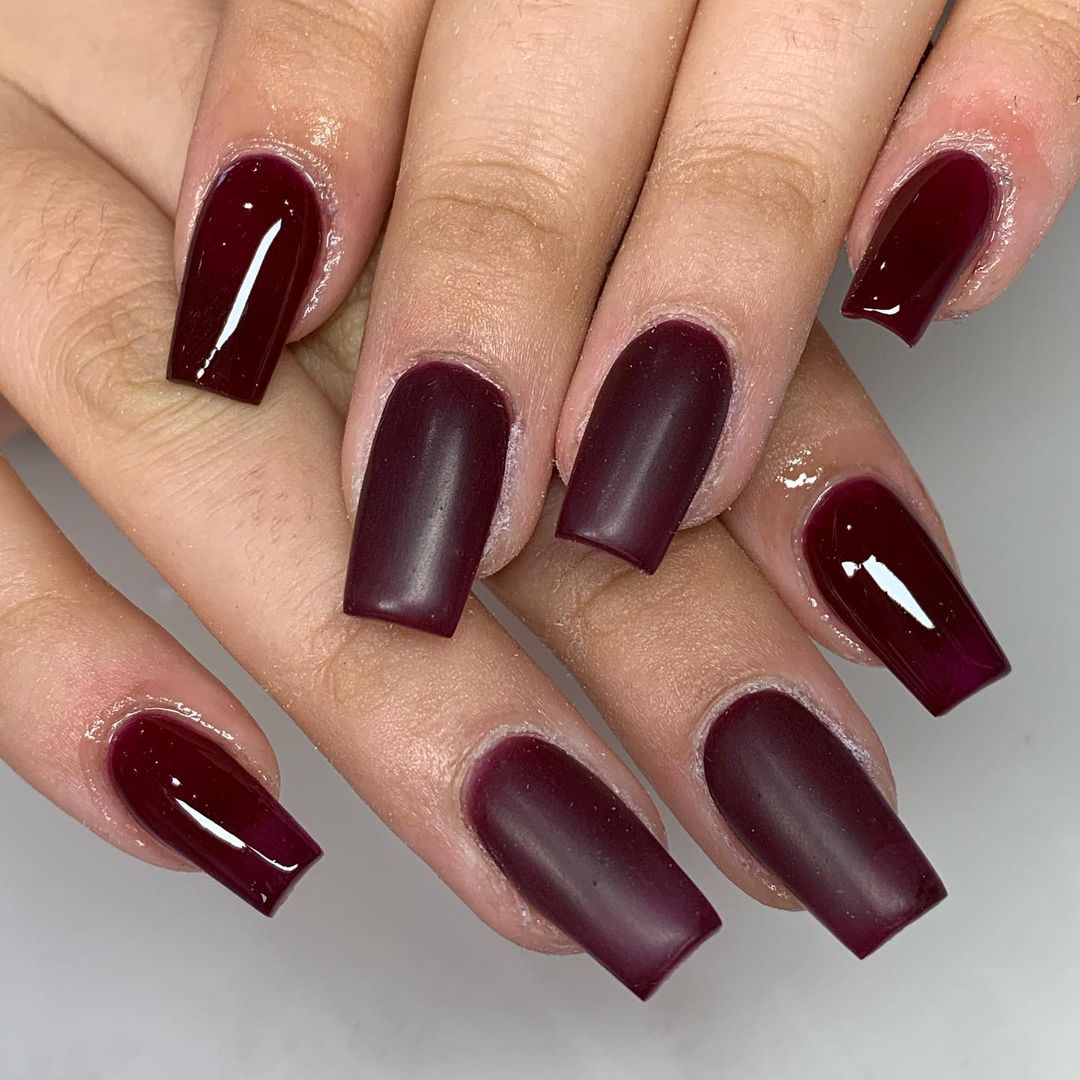 sweet mix matte burgundy nails