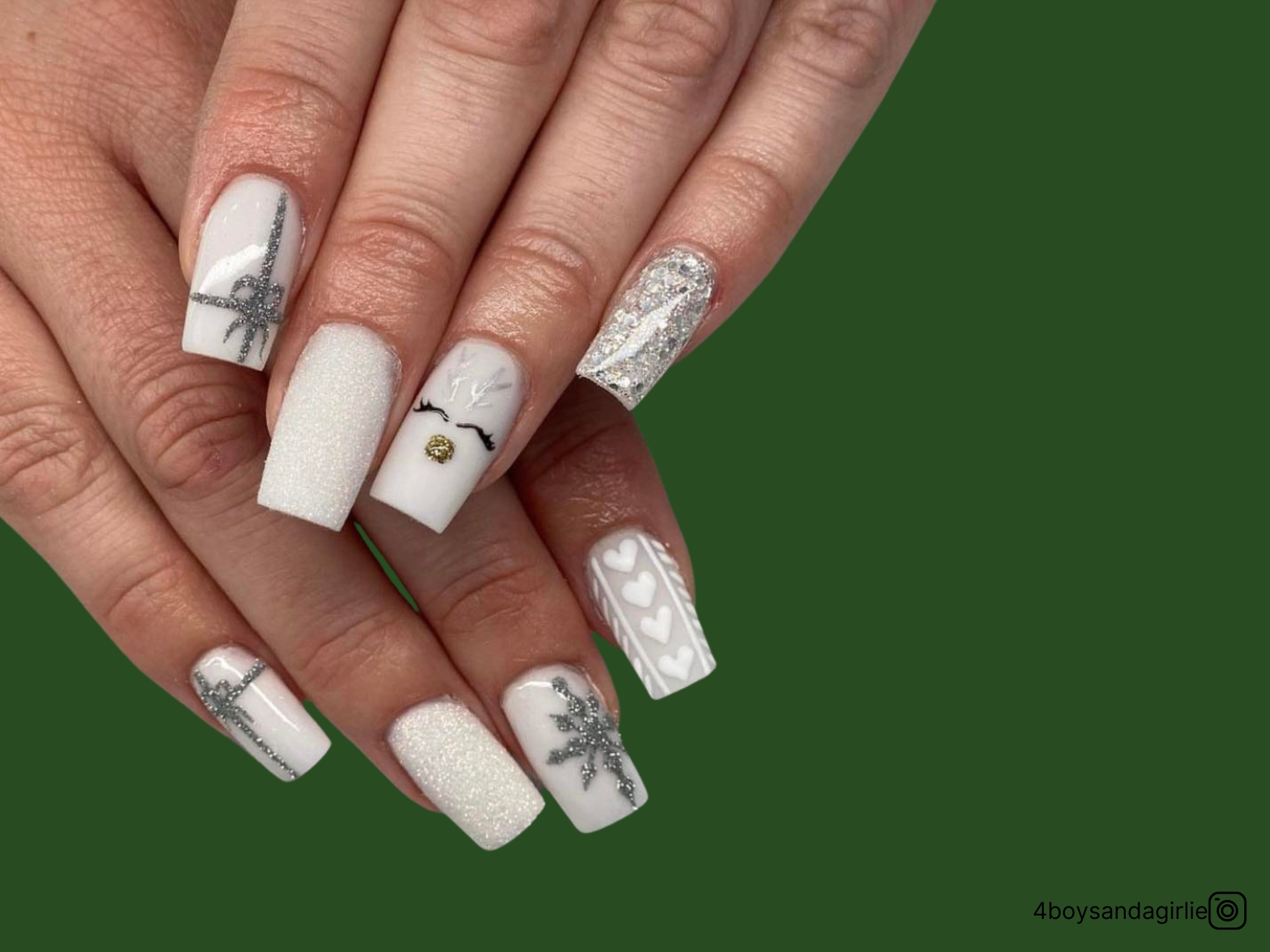 white christmas nails