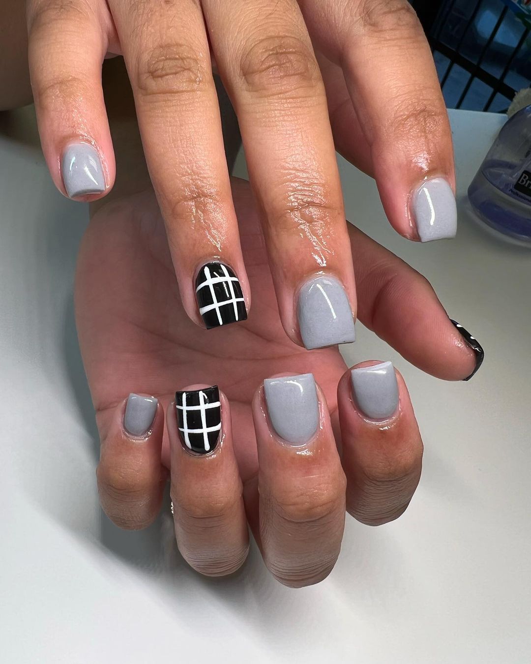 tic tac toe ongles gris