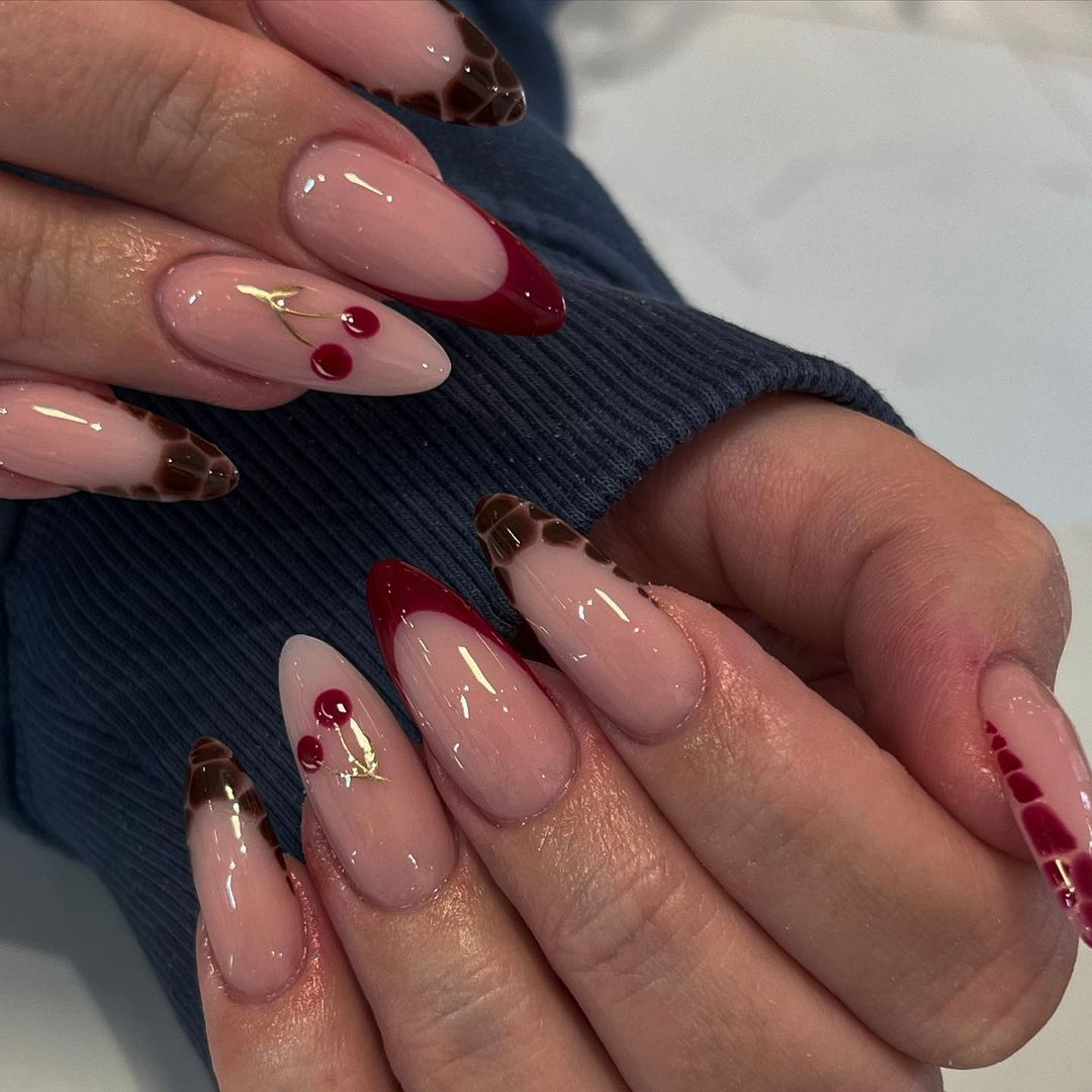 tort-cherry burgundy nails