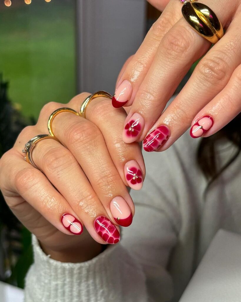 Rose tortue - Ongles rouges