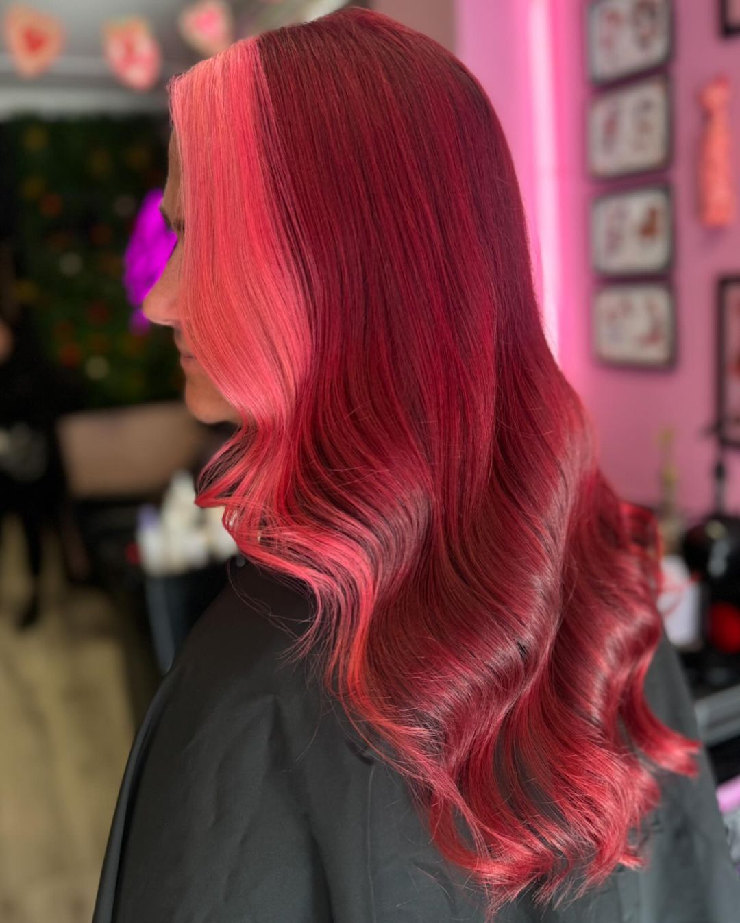 two-toned raspberry autumn hair color