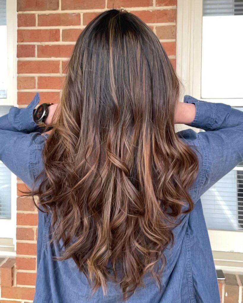 v-cut layers on wavy hair