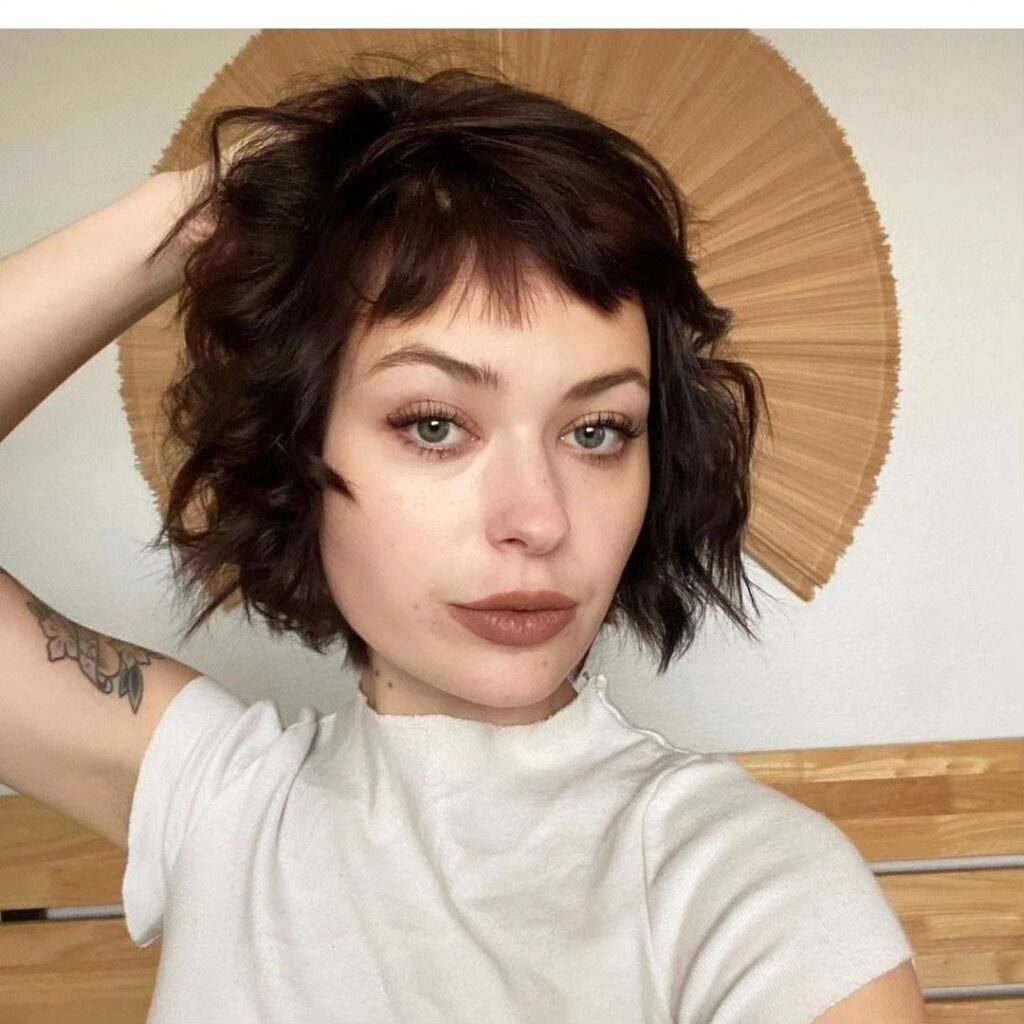 vibrant haircut with short bangs