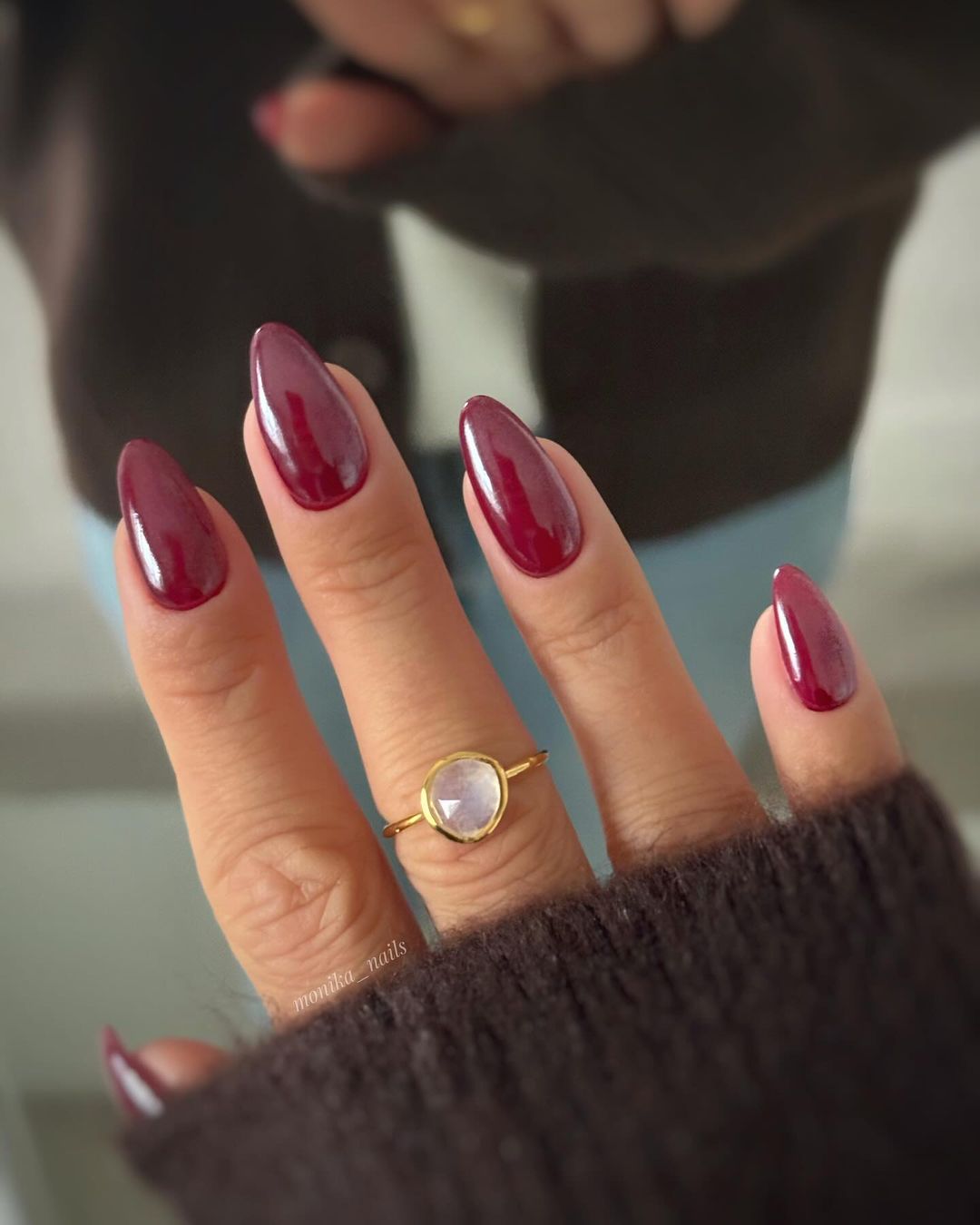 vintage maroon chrome nails