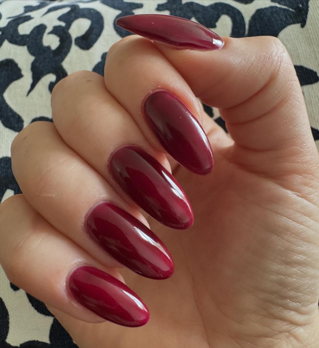 wine maroon chrome nails