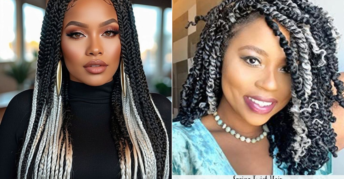 23 Trendy And Traditional Salt And Pepper Braids For Black Women