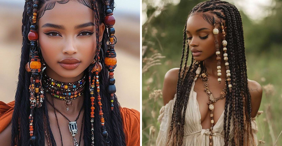 knotless braids with beads