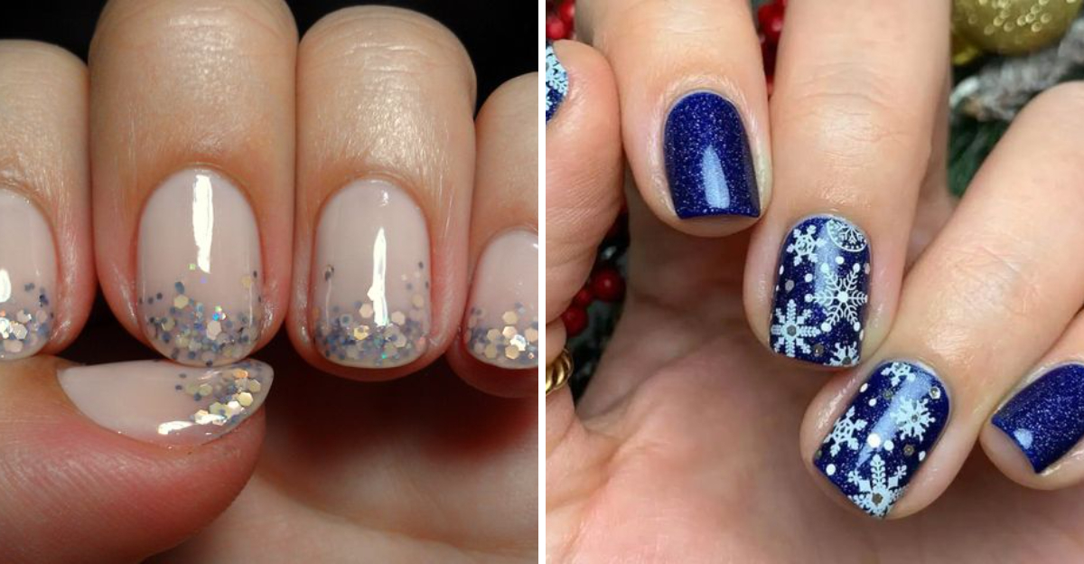 desenhos de unhas de inverno para unhas curtas