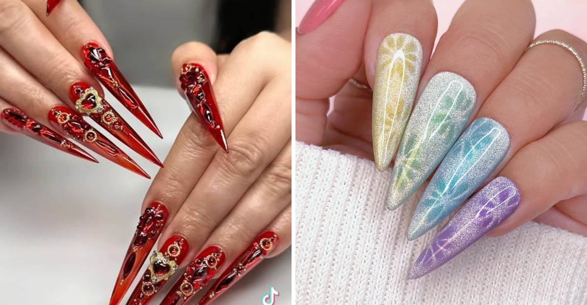 35 Desenhos de unhas compridas apelativas para todas as ocasiões