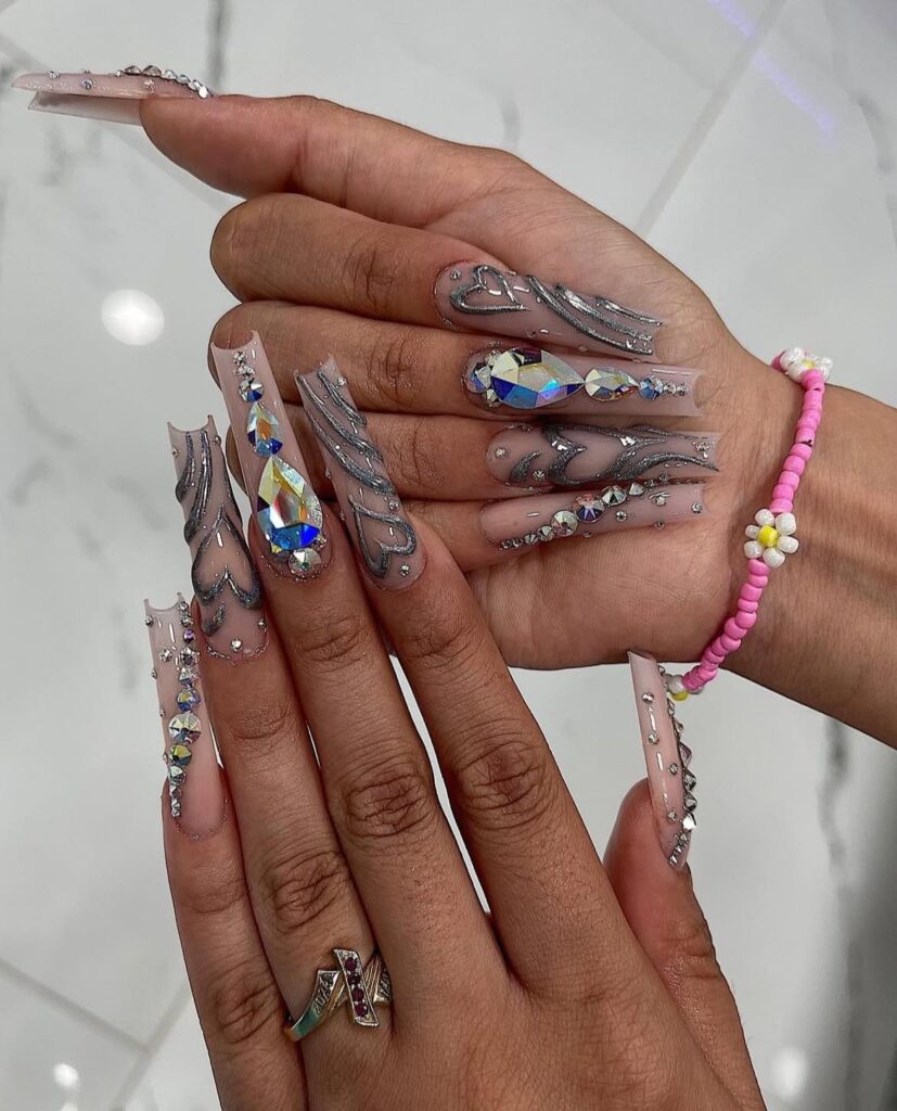 Bling And 3D Long Nails