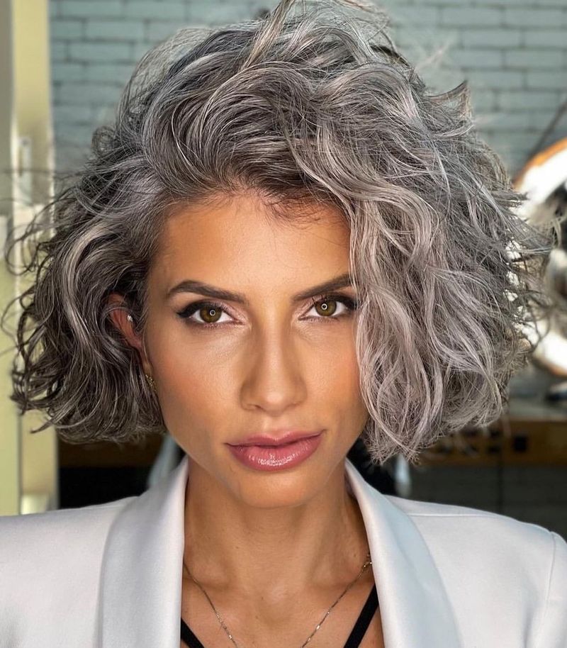 Asymmetrical Bob with Gray Undertones