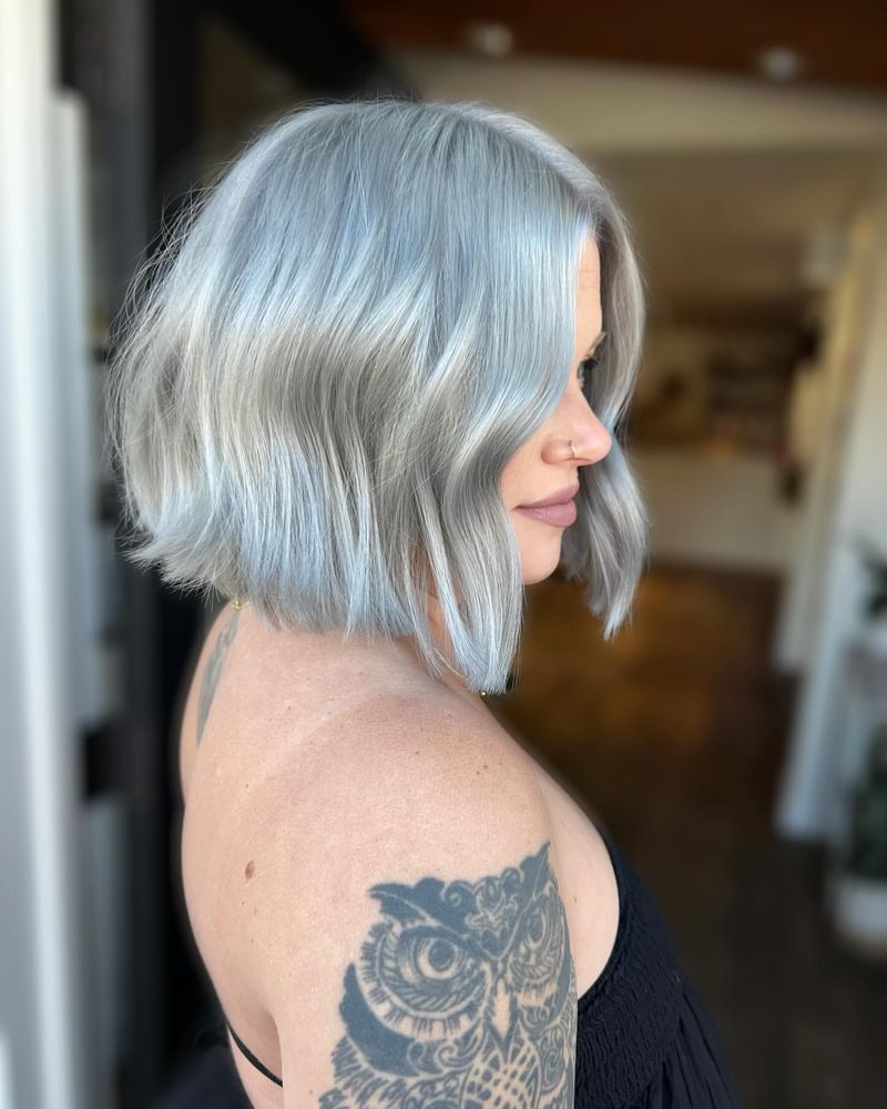 Blunt Cut with Ash Gray Color