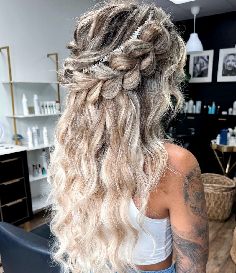 Braided Crown with Loose Waves