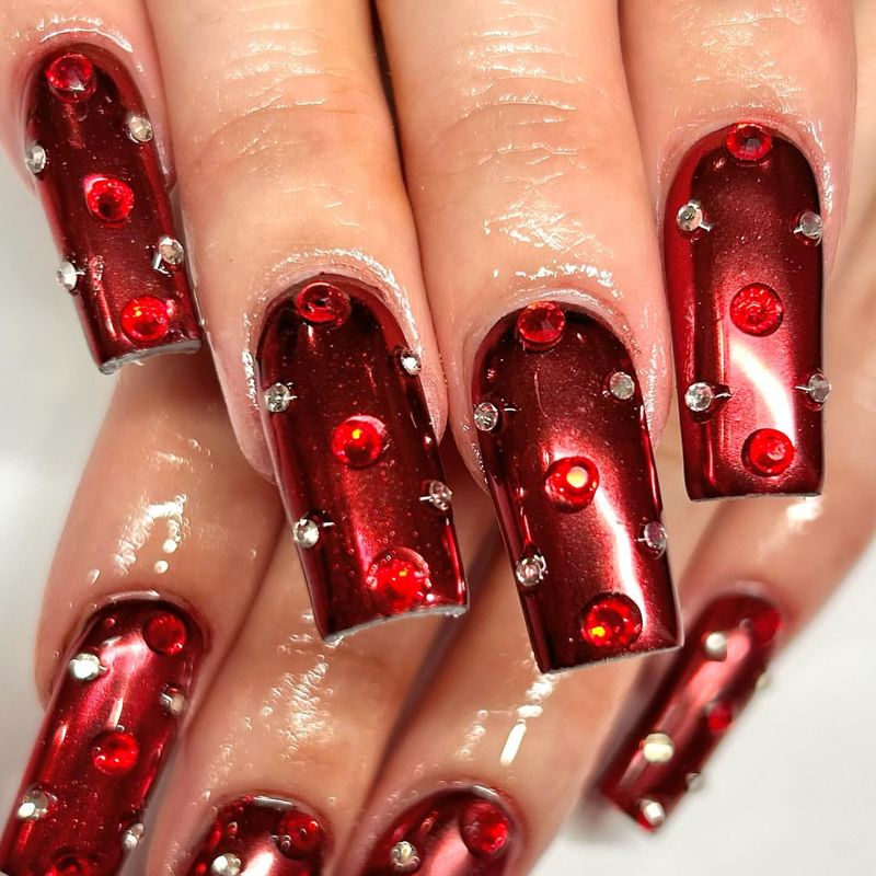 Crimson Velvet with Crystal Tips