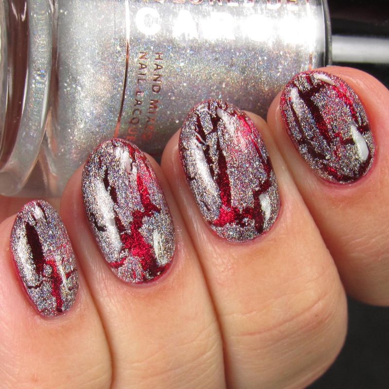 Crimson Velvet with Silver Glitter