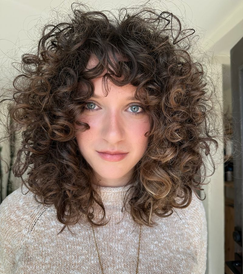 Curly Lob with Face-Framing Bangs