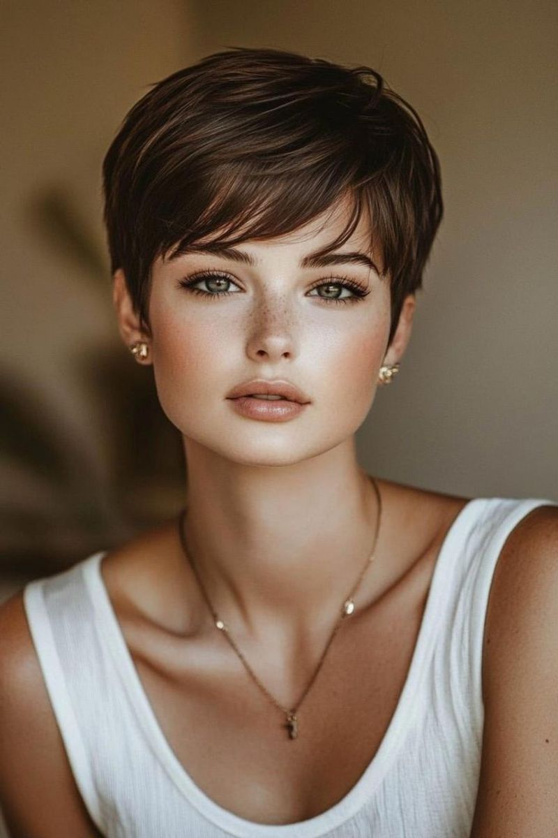 Pixie elegante penteado para o lado