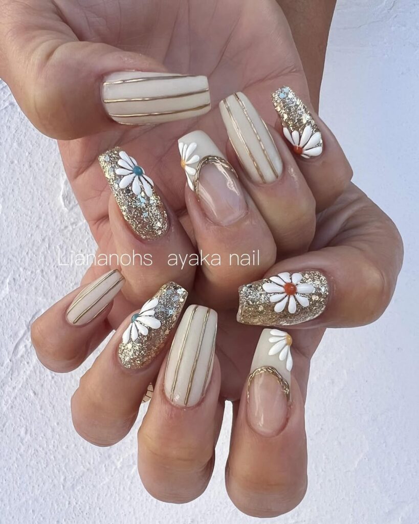 unhas de inverno florais