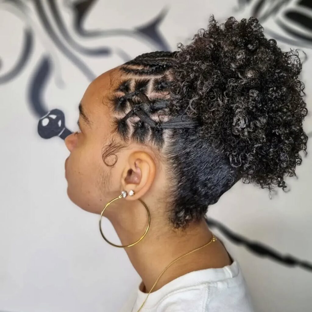 front braids with a puff