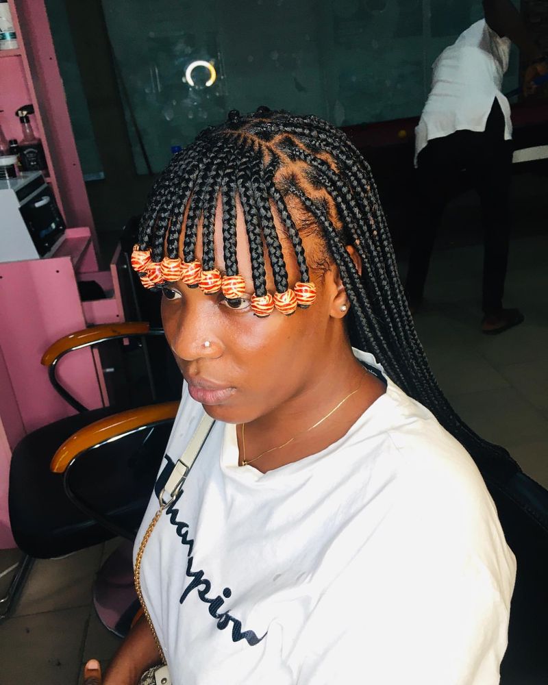 Ghana Braids with Braided Bangs