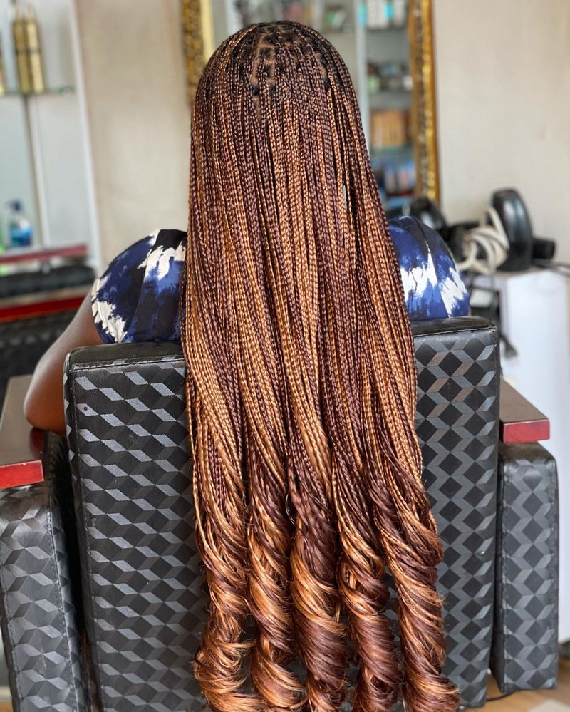 Ghana Braids with Curled Ends