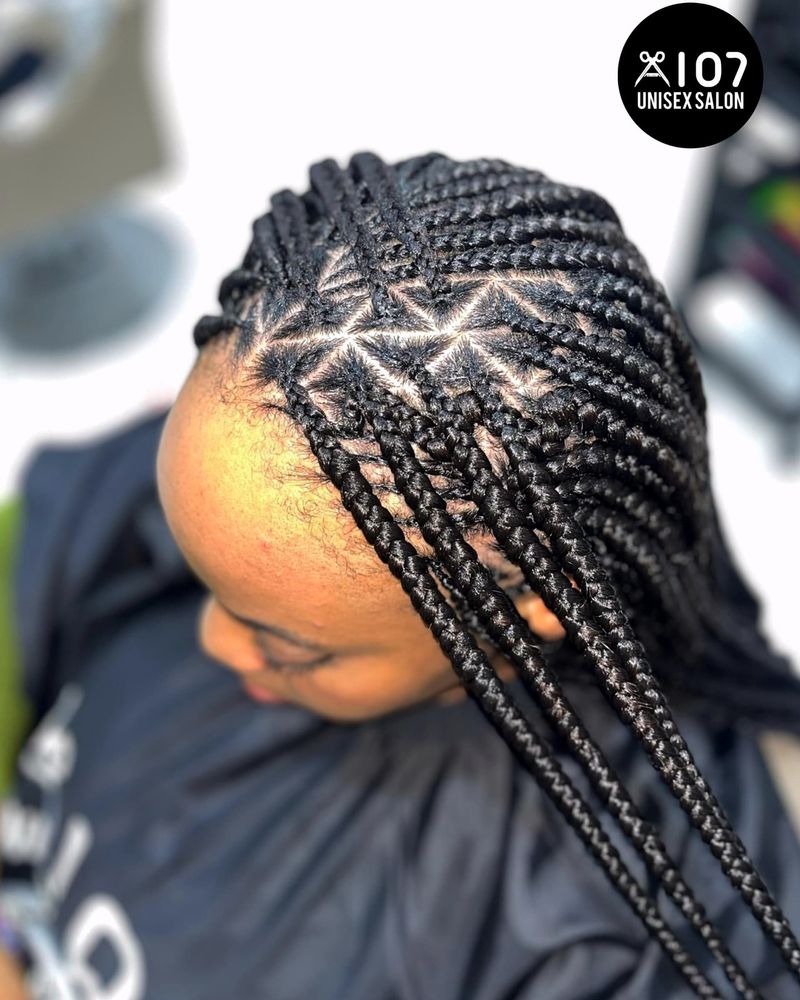 Ghana Braids with Diagonal Parts