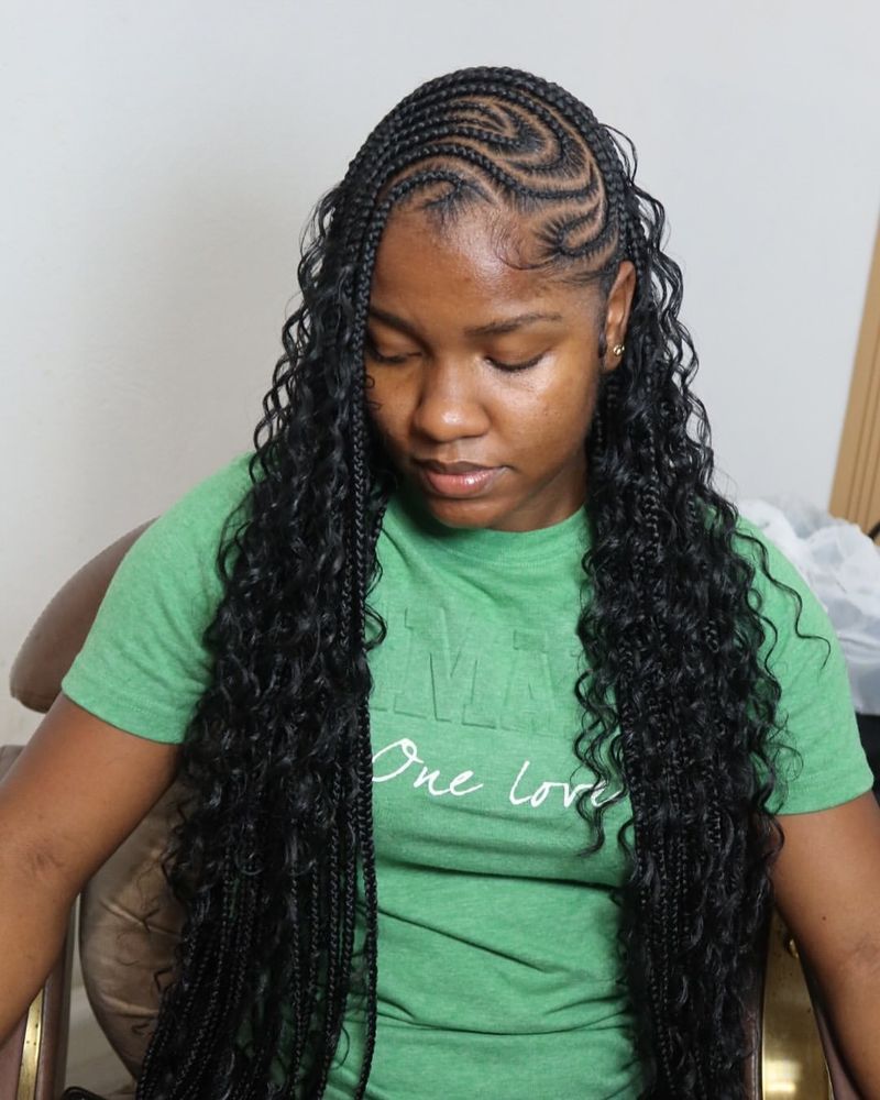 Ghana Braids with Side Part