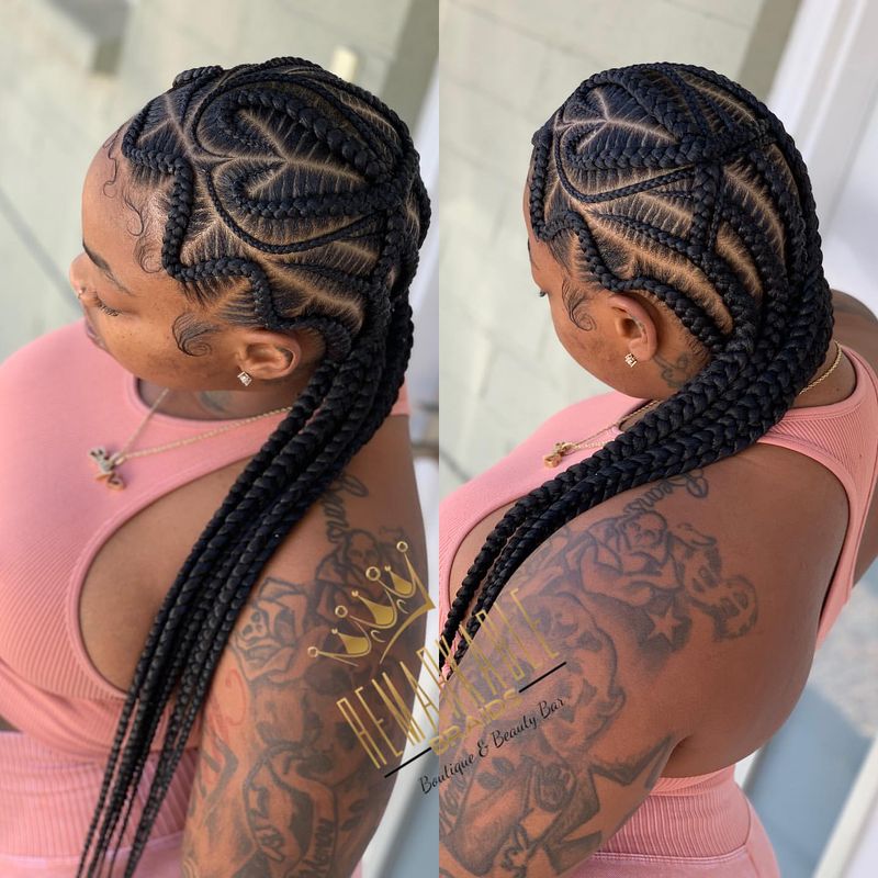 Ghana Braids with Spiral Patterns