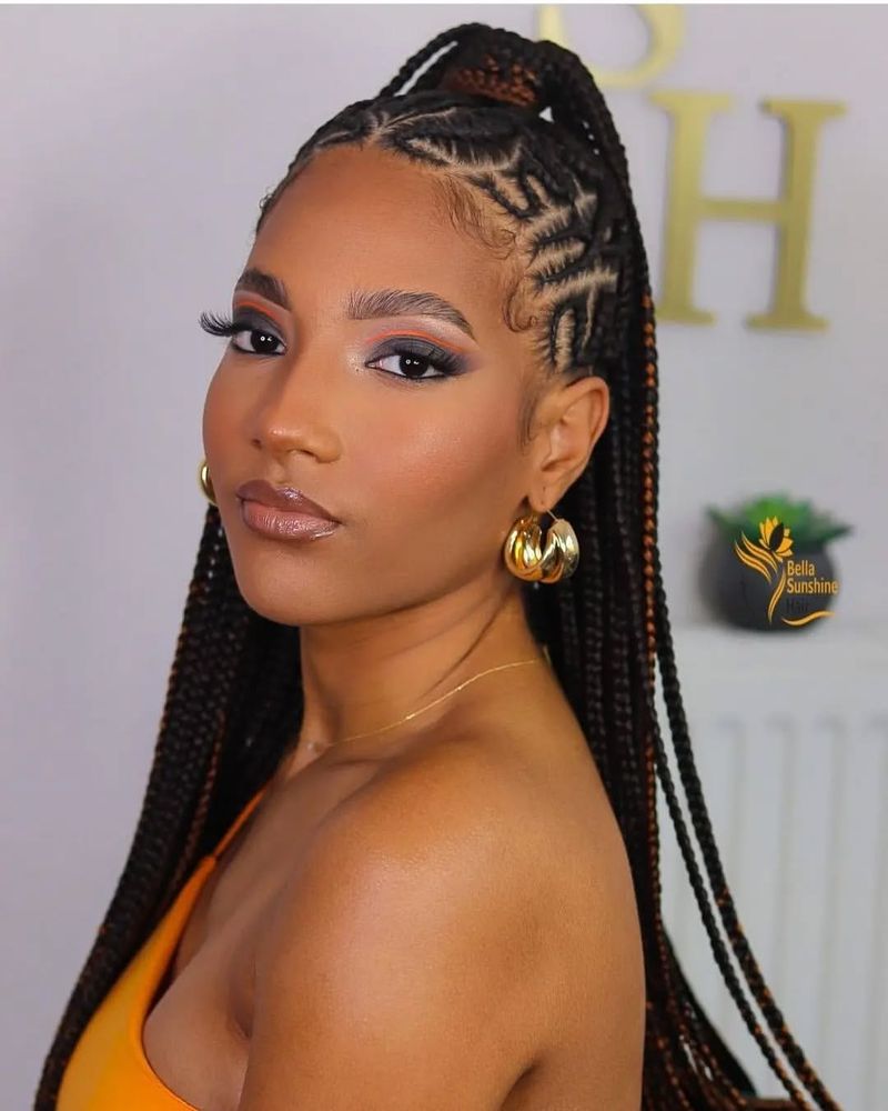 Half-Up, Half-Down Ghana Braids