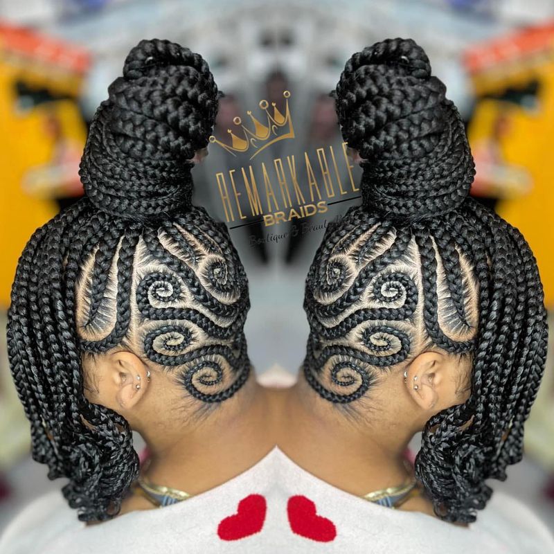 Intricate Ghana Braids Updo