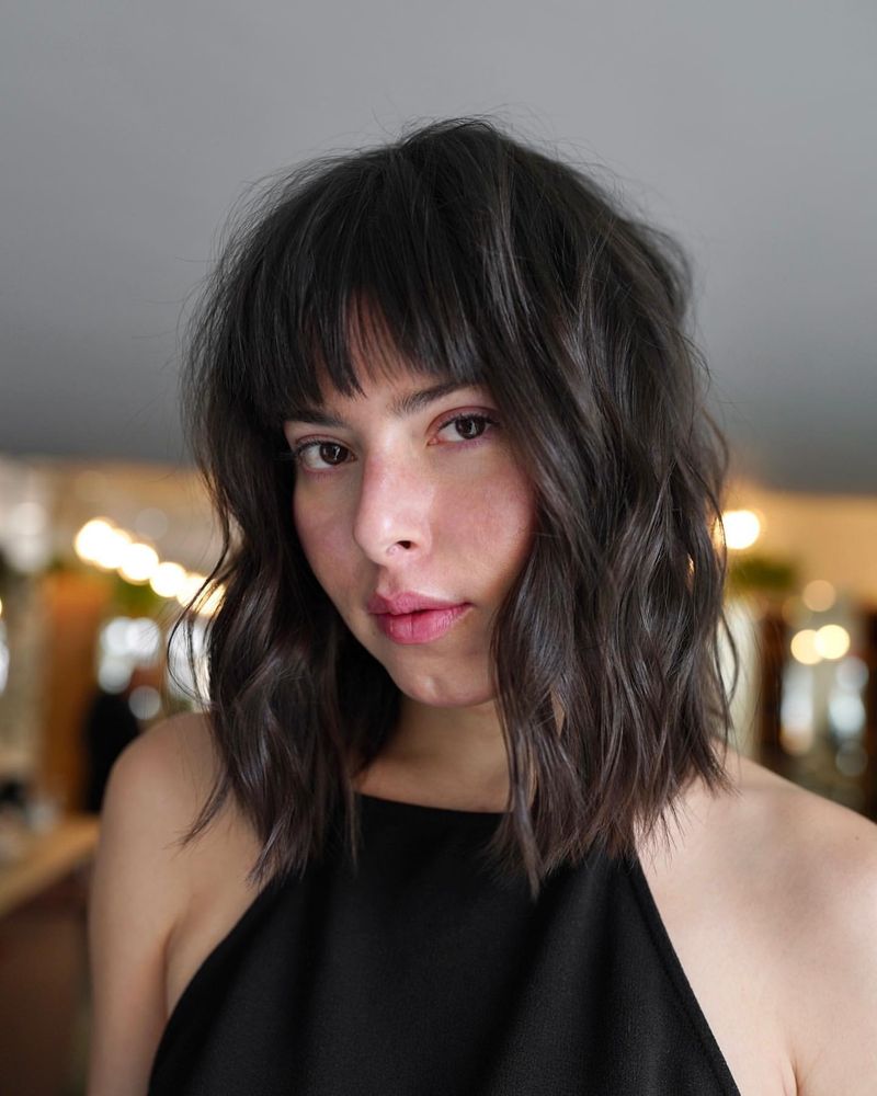 Layered Lob with Bangs