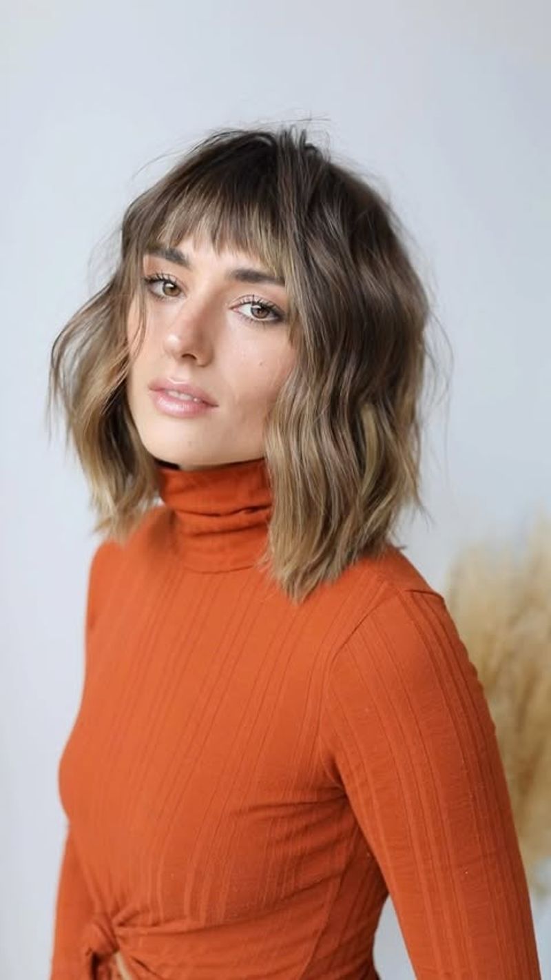 Layered Lob with Parted Bangs