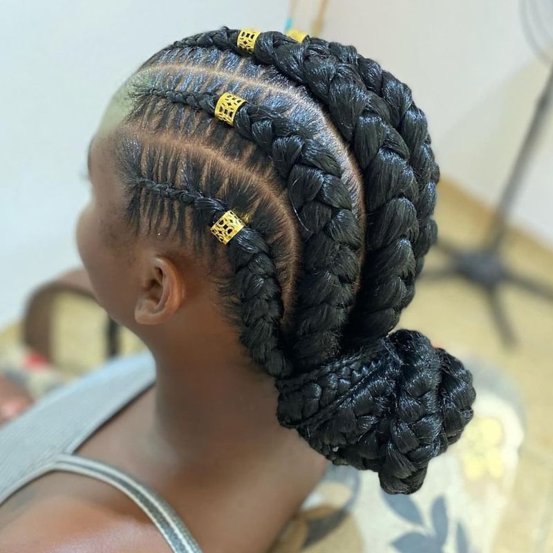 Low Bun Ghana Braids