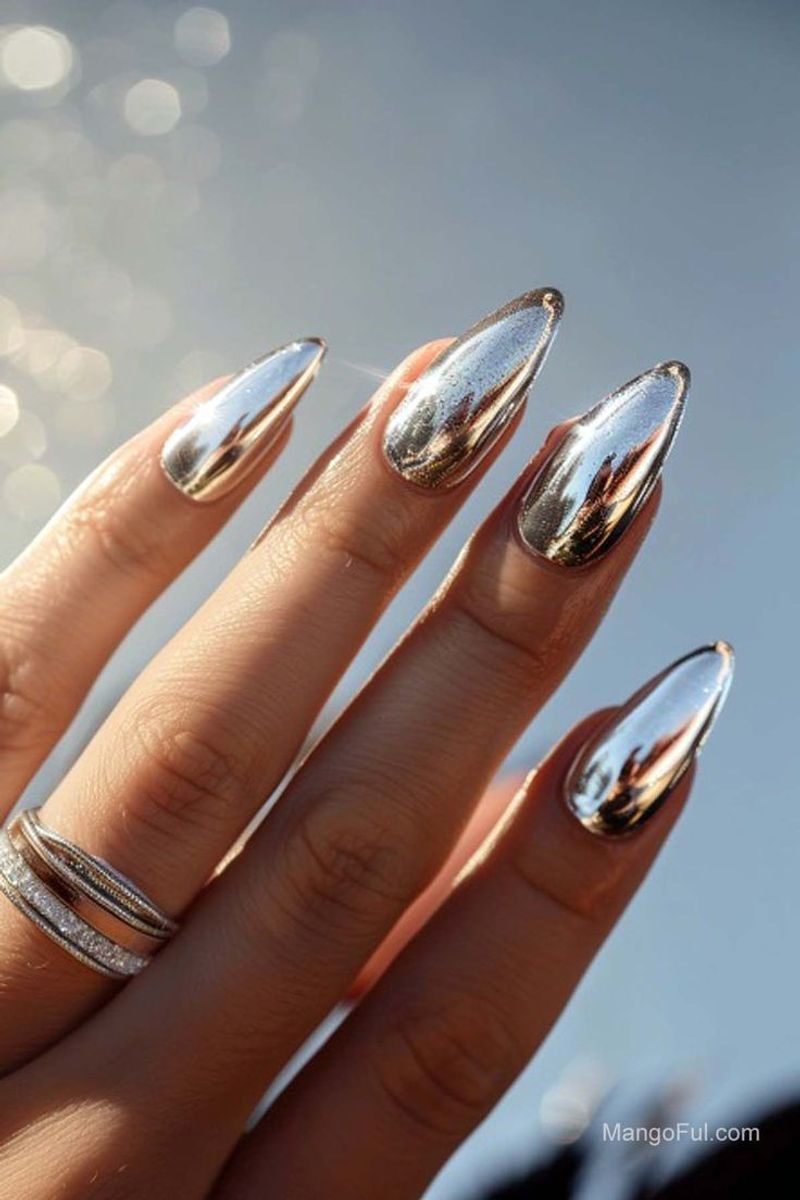 Metallic Silver Nails