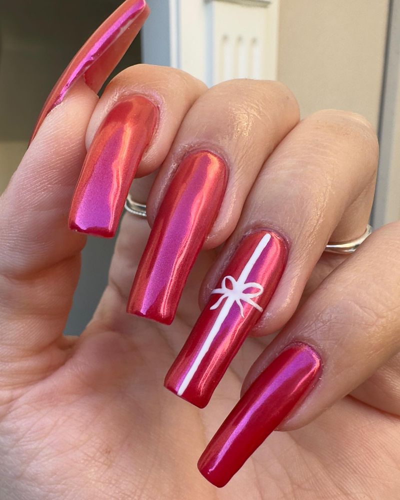 Ruby Red with Chevron Patterns